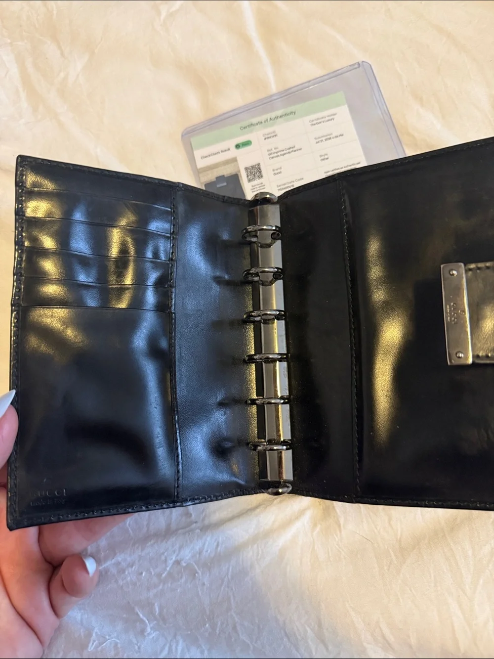 Gucci Black GG Monogram Agenda with COA
